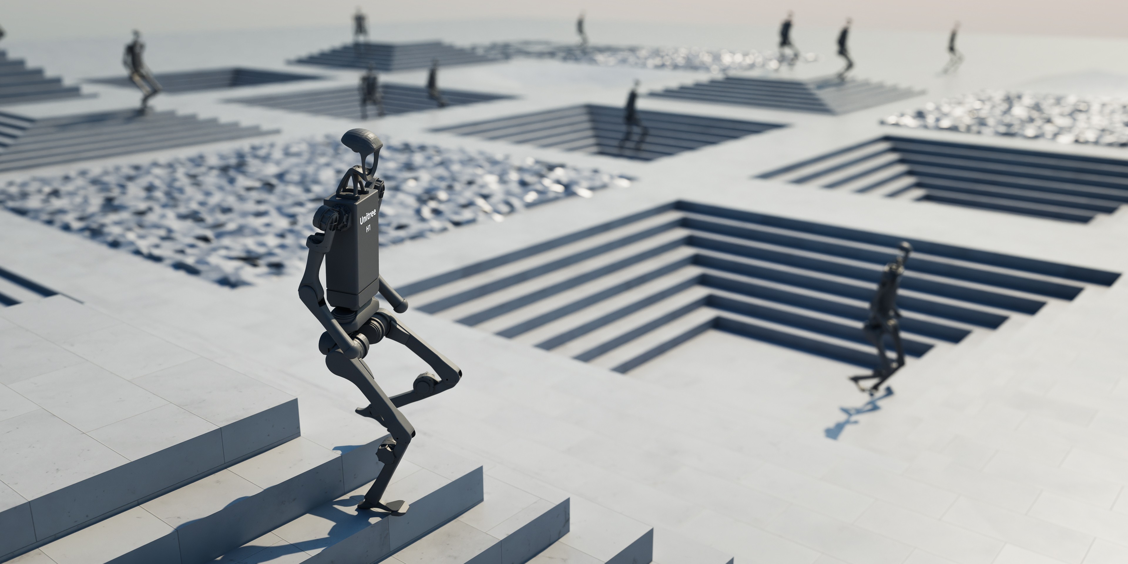 Screenshot of Isaac Lab executing a humanoid robot training